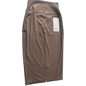 Lululemon Slim Fit High Rise Midi Skirt Nulu Taupe Size 6 NWT